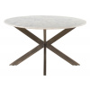 Bighome - Okrúhly jedálenský stôl ⌀ 137 cm biely mramor / starožitná sivá železná podnož BARCELONA