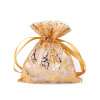 Darčekové vrecúško zlaté vetvičky / strom 10x13 cm organza zlatá 10ks