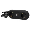 Stolní zásuvka se svorkou ORNO OR-AE-13133(GS)/B, 2x230V, 2xUSB nabíjecí, černá, 1,4m, typ F