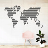 Mapa sveta čiary - vinylová samolepka na stenu 170x100cm