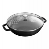 Wok Staub so sklenenou pokrievkou 30 cm, čierny