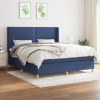 vidaXL Posteľný rám boxspring s matracom modrý 160x200 cm látka - Modrá - 9456-151226