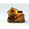 Dekorácia MagicHome Vianoce, domček, polyresin, 16xLED teplá biela, 29x14x24 cm, 3xAA