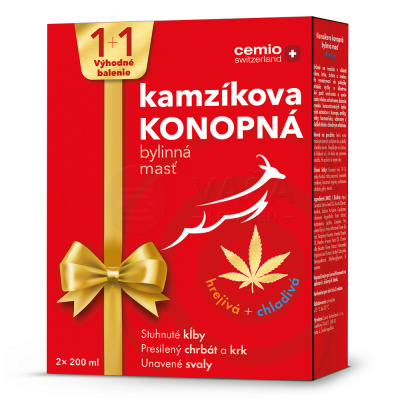 Cemio Kamzíková konopná masť 1+1 Vianoce 2023 (Výhodné balenie) 200 ml hrejivá masť + 200 ml chladivá masť