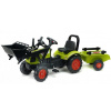 FALK Šliapací traktor Claas Arion 410 s nakladačom a vozíkom - zelený