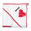 Detská osuška s kapucňou + žinka I love, Baby Nellys,roz.80 x 80 cm,bielo/červená Baby Nellys