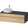 DURAVIT Zencha závesná skrinka pod umývadlo na dosku (umývadlo vľavo), 2 zásuvky, 1300 x 550 x 442 mm, dub prírodný/grafit super matná, ZE4822L30800000