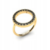 Zlatý prsteň lesklý čierny kruh života 14 (Zlatý prsteň lesklý čierny kruh života 14)