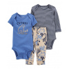 CARTERS CARTER'S Set 3dielny body kr. rukáv, body dl. rukáv, tepláky Blue Safari chlapec LBB 3m