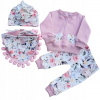 Detský komplet - Baby Set Studio Small Bear 62 biela, ružová 4 ks. (Detská súprava 4 čiastočná ručne vyrábaná)