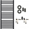 CERANO - Kúpeľňový radiátorový set Antonio - ústredné vykurovanie - bočné pripojenie - 857W - čierna matná - 1460x550 mm