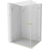 Mexen Lunar-B Duo, výklopný sprchový kút 80 x 75 cm, 8mm číre sklo, zlatý matný profil, 832-080L-075P-55-00