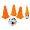 Futbalové kužele 18 cm 4 ks s loptou 23 cm + méty 4 ks