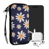kwmobile Neoprene Sleeve for smartphone Size XL - 6.7/6.8 - Shock Absorbing Pouch kryt - Ochranný telefon Bag - Summer Daisy modrá / bílá / žlutá