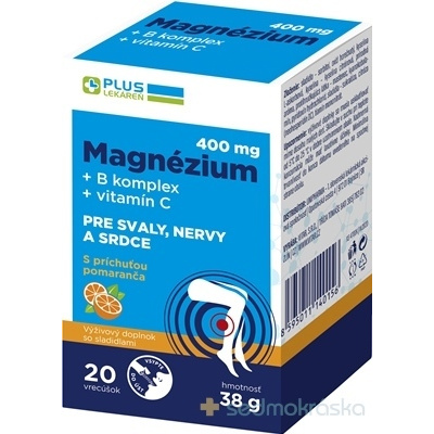 Plus Lekáreň Magnézium 400 mg+B komplex+vitamín C vrecúška 20 ks