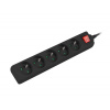 Prodlužovací kabel Lanberg PS1 5 zásuvky 3m vypínač černá PS1-05E-0300-BK
