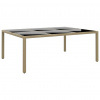 vidaXL Záhradný stôl 200x150x75 cm tvrdené sklo a polyratan béžový