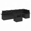 Sada zahradních pohovek s polštářem 7 pcs Černá Poly ratan 3357036