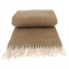 Prikrývka na posteľ - Eurofirany Whool Bland 205 x 155 cm odtiene hnedej (Jeden -drevená vlnená prikrývka s okrajmi tmavá béžová)