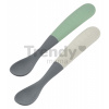 Ergonomické lyžičky 1st Age Silicone Spoons Beaba Mineral Grey Sage Green zo silikónu na samostatné jedenie v boxe 2 kusy od 4 mes