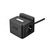 Síťový adaptér VIKING YC23H, černá/Output:2xAC,1xUSB-A,2xUSB-C/držák na mobil/LED světlo/1,4m kabel