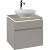 VILLEROY & BOCH Legato závesná skrinka pod umývadlo na dosku (umývadlo v strede), 2 zásuvky, s LED osvetlením, 600 x 500 x 550 mm, Soft Grey, B568L0VK