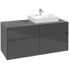 VILLEROY & BOCH Collaro závesná skrinka pod umývadlo na dosku (umývadlo vpravo), 4 zásuvky, 1200 x 500 x 548 mm, Glossy Grey, C07200FP