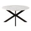 Bighome - Okrúhly jedálenský stôl ⌀ 137 cm biely mramor / čierna železná podnož BARCELONA