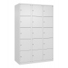 Skriňa uzamykateľná C+P Cabo-Plus, 3 oddelenia po 5 políc, 1200x500x1850 mm, biela