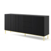 ARTBm Komoda RAVENNA B 3D3S 200 | čierna matná Prevedenie: Čierny mat / zlatá podnož