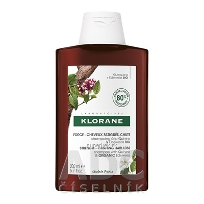 KLORANE SHAMPOOING À LA QUININE & EDELWEISS BIO šampón s chinínom a bio plesnivcom alpským 1x200ml, 3282770141252