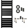 CERANO - Kúpeľňový radiátorový set Arturo - ústredné vykurovanie - bočné pripojenie - 644W - čierna matná - 1200x500 mm