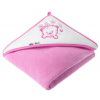 Akuku Detská osuška s kapucňou 100x100cm, froté - Macička, ružová akuku