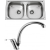 Set Sinks (dřez Okio 780 DUO V 0,5 mm, matný + baterie Evera Chrom - lesklý) OK78DVEVCL