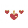 Doria Set šperkov z ocele zlato-červené SRDIEČKA K400
