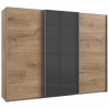 Carryhome SKRIŇA S POS. DVER. – HOR.VED, tmavosivá, trámový dub, 270/210/65 cm - Skrine - 001787031601