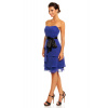 Spoločenské šaty korzetové značkové MAYAADI s mašľou a sukňou s volánmi modré - Modrá - MAYAADI XL