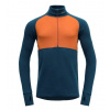 Devold Merino 235 EXPEDITION tričko se zipem dlouhý rukáv - pánské - modrá/oranžová Velikost: XL