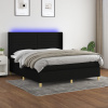 vidaXL Posteľ boxsping s matracom a LED čierna 180x200 cm látka - Čierna - 105826-205932