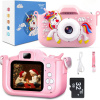 DIGITÁLNY FOTOAPARÁT PRE DETI KAMERA HD PUZDRO JEDNOROŽEC HRY ŠNÚRKA + KARTA 32GB