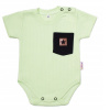 Baby Nellys Bavlnené rebrované body s kapsičkou kr. rukáv Summer Boy zelené