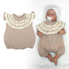 Baby Nellys Body s nohavičkami, mušelín, s čipkou - béžové, veľ. 68, 68 (3-6m)