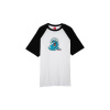 SANTA CRUZ tričko - Screaming Wave Front Raglan Custom T-Shirt White/Black (WHITE BLACK) veľkosť: L