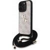 Guess PU 4G Metal Logo Crossbody Popruh zadný kryt pre iPhone 15 Pro Pink