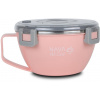 Nava Greece okrúhly antikorový obedový box „We Care“, ružový 850 ml