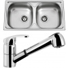 Set Sinks (dřez Okio 780 DUO V 0,5 mm, matný + baterie Legenda S Chrom - lesklý) OK78DVLESCL