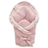 Rýchlozavinovačka s volánikmi, vyšívkou a stuhou, púdrovo ružová Baby Nellys