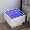 Nočný stolík s nekonečnými LED biely 40x40x30 cm-ForU-3284063