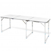 Skladací kempingový stôl z hliníka s nastaviteľnou výškou 180 x 60 cm - Biela - 13057-154751