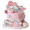 SADA dekorácií na tortu HELLO KITTY 2D 14 ks figúrky na tortu a oblátky